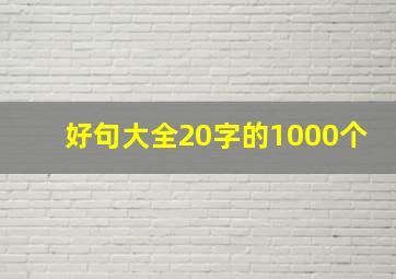 好句大全20字的1000个