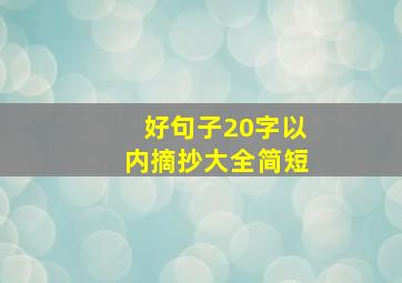 好句子20字以内摘抄大全简短