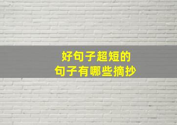 好句子超短的句子有哪些摘抄