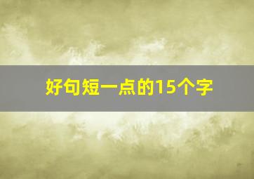 好句短一点的15个字