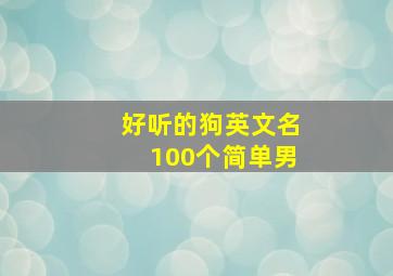 好听的狗英文名100个简单男