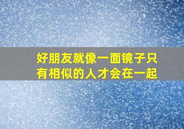 好朋友就像一面镜子只有相似的人才会在一起