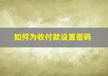 如何为收付款设置密码