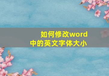 如何修改word中的英文字体大小