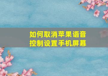 如何取消苹果语音控制设置手机屏幕