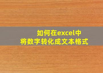 如何在excel中将数字转化成文本格式