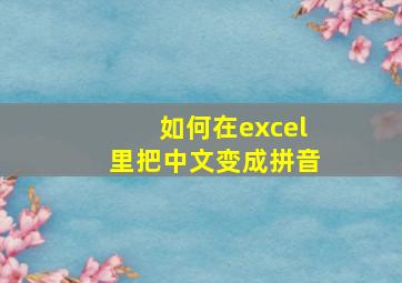 如何在excel里把中文变成拼音