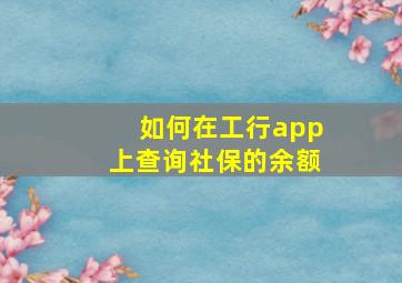 如何在工行app上查询社保的余额