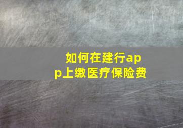 如何在建行app上缴医疗保险费