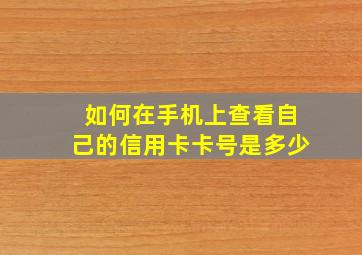 如何在手机上查看自己的信用卡卡号是多少