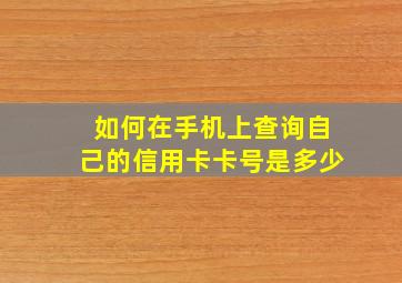 如何在手机上查询自己的信用卡卡号是多少