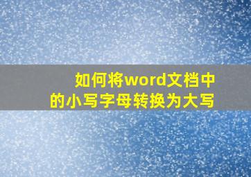 如何将word文档中的小写字母转换为大写