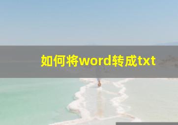 如何将word转成txt