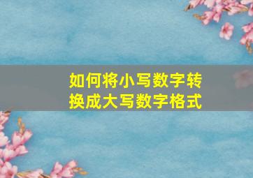 如何将小写数字转换成大写数字格式