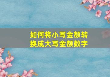 如何将小写金额转换成大写金额数字