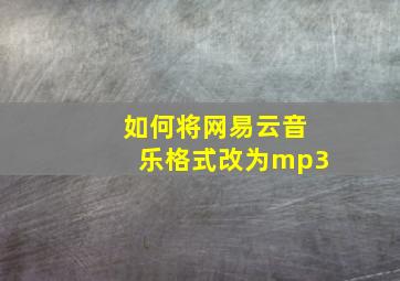 如何将网易云音乐格式改为mp3