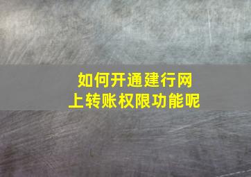 如何开通建行网上转账权限功能呢