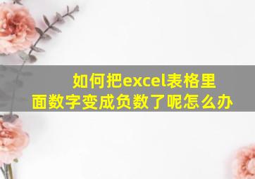 如何把excel表格里面数字变成负数了呢怎么办