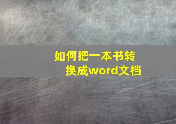 如何把一本书转换成word文档