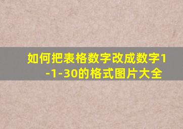 如何把表格数字改成数字1-1-30的格式图片大全