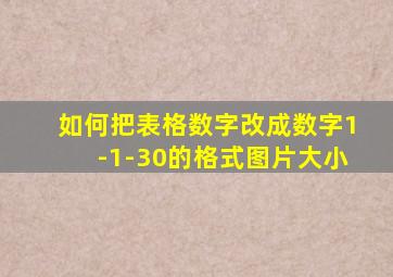 如何把表格数字改成数字1-1-30的格式图片大小