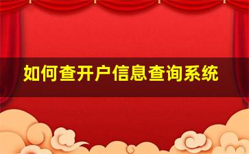 如何查开户信息查询系统