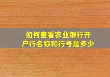 如何查看农业银行开户行名称和行号是多少