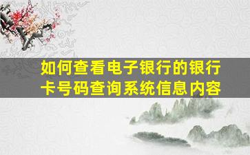 如何查看电子银行的银行卡号码查询系统信息内容