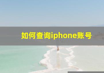 如何查询iphone账号