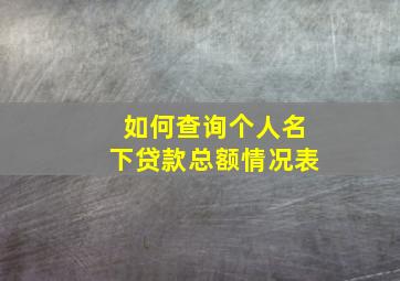 如何查询个人名下贷款总额情况表