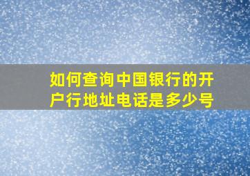 如何查询中国银行的开户行地址电话是多少号