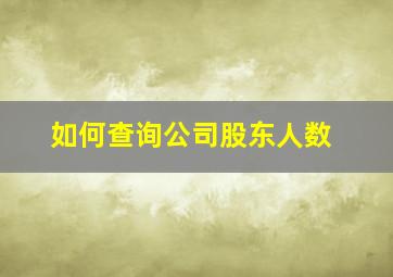 如何查询公司股东人数