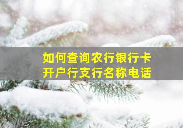 如何查询农行银行卡开户行支行名称电话