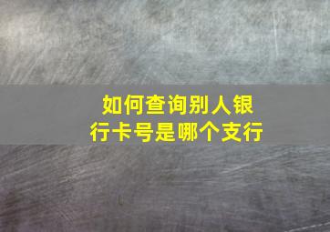 如何查询别人银行卡号是哪个支行