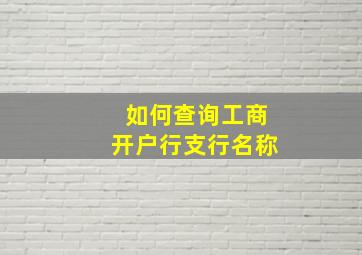 如何查询工商开户行支行名称