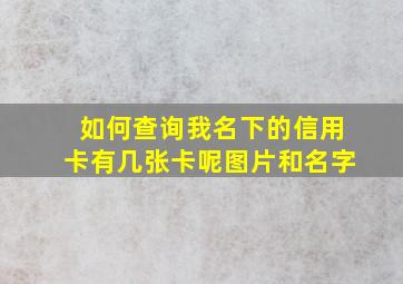 如何查询我名下的信用卡有几张卡呢图片和名字