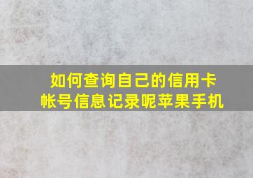 如何查询自己的信用卡帐号信息记录呢苹果手机