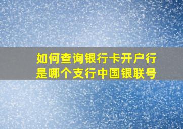 如何查询银行卡开户行是哪个支行中国银联号