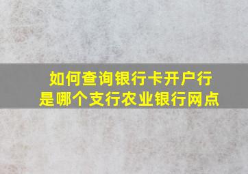 如何查询银行卡开户行是哪个支行农业银行网点