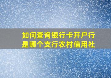 如何查询银行卡开户行是哪个支行农村信用社