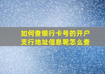 如何查银行卡号的开户支行地址信息呢怎么查