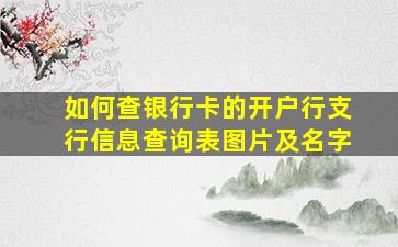 如何查银行卡的开户行支行信息查询表图片及名字