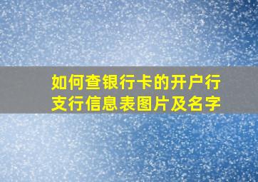 如何查银行卡的开户行支行信息表图片及名字