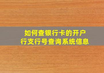 如何查银行卡的开户行支行号查询系统信息