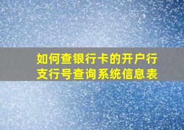 如何查银行卡的开户行支行号查询系统信息表