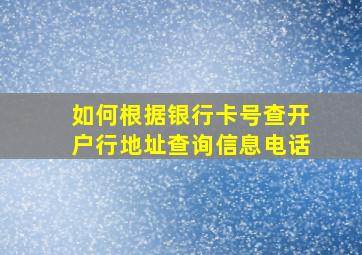 如何根据银行卡号查开户行地址查询信息电话