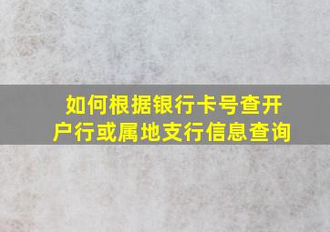 如何根据银行卡号查开户行或属地支行信息查询