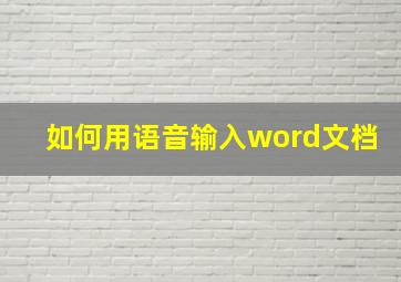 如何用语音输入word文档