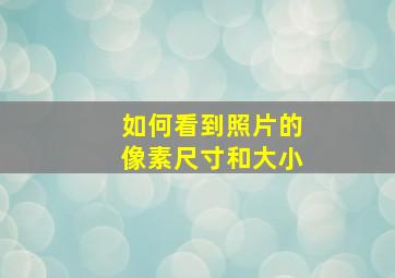 如何看到照片的像素尺寸和大小