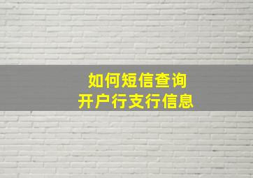 如何短信查询开户行支行信息